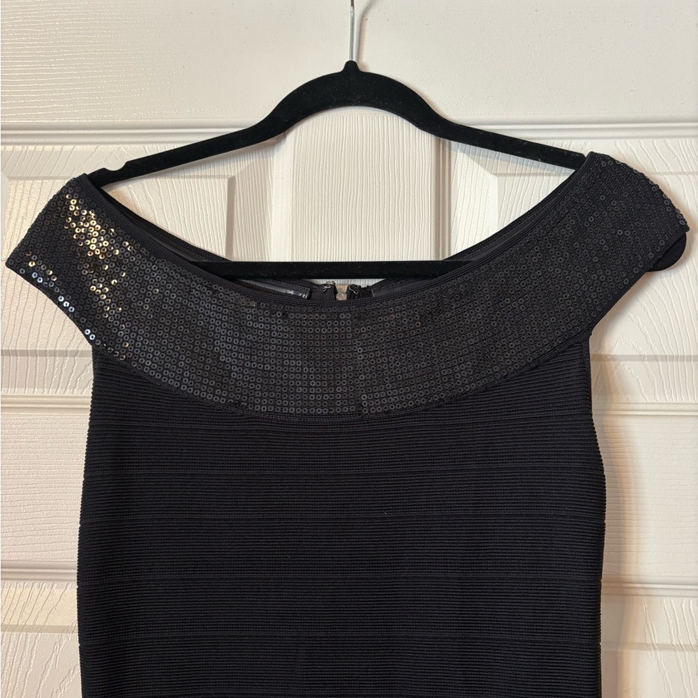 Guess Black Strapless Dress Sequence Neckline Small - Picture 3 of 12
